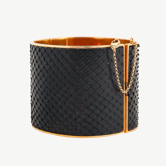 Celine Black Snakeskin Wide Cuff - Picture 1 of 7